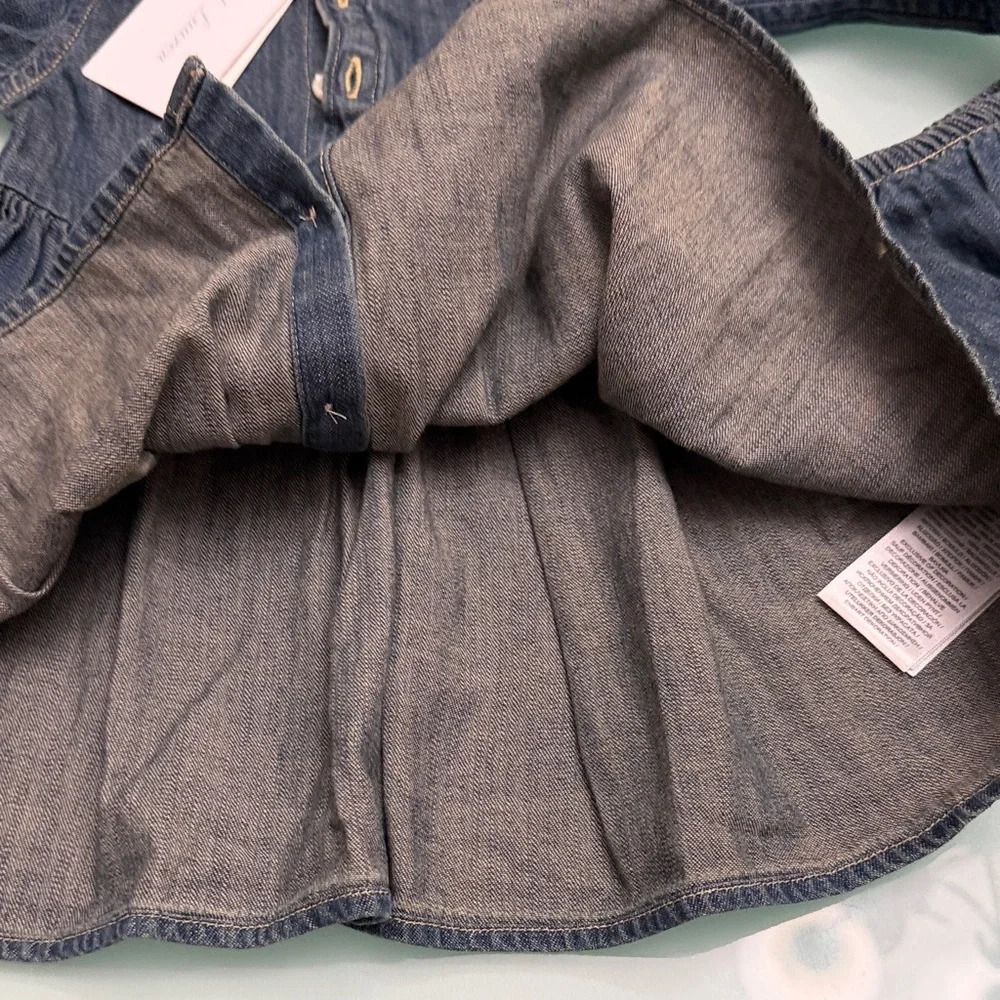 Ralph Lauren Girls Denim Shirt Dress in Blue with Embroidered Pony